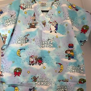 Unisex Christmas Scrub Top